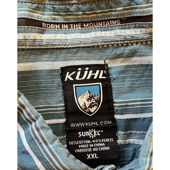 KUHL Men's Suncel Blue Striped Button Up Short Sleeve Shirt Outdoor Hiking XXL - Picture 4 of 4
